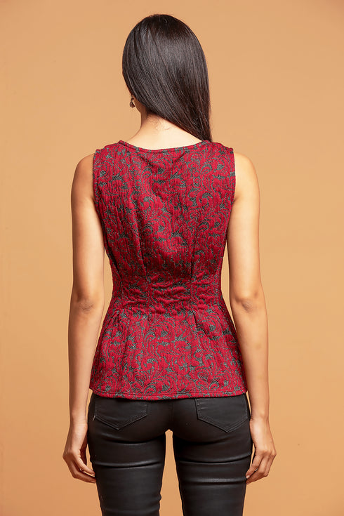 Metallic Peplum Top